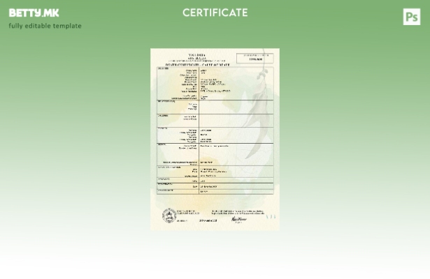 Модерен стил, шаблон за PSD сертификат за смрт на Австралија Викторија